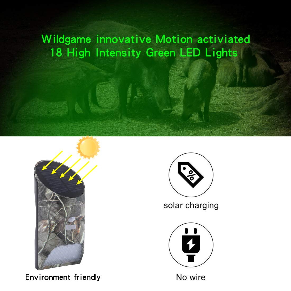 Solar Feeder Light for Hunting - Motion Activated Green LED Game Light - Outdoor Solar Powered Hog Feeder Light for Wildlife & Hunting - Perfect for Night Hunting, Game Feeding & Wildlife Observation