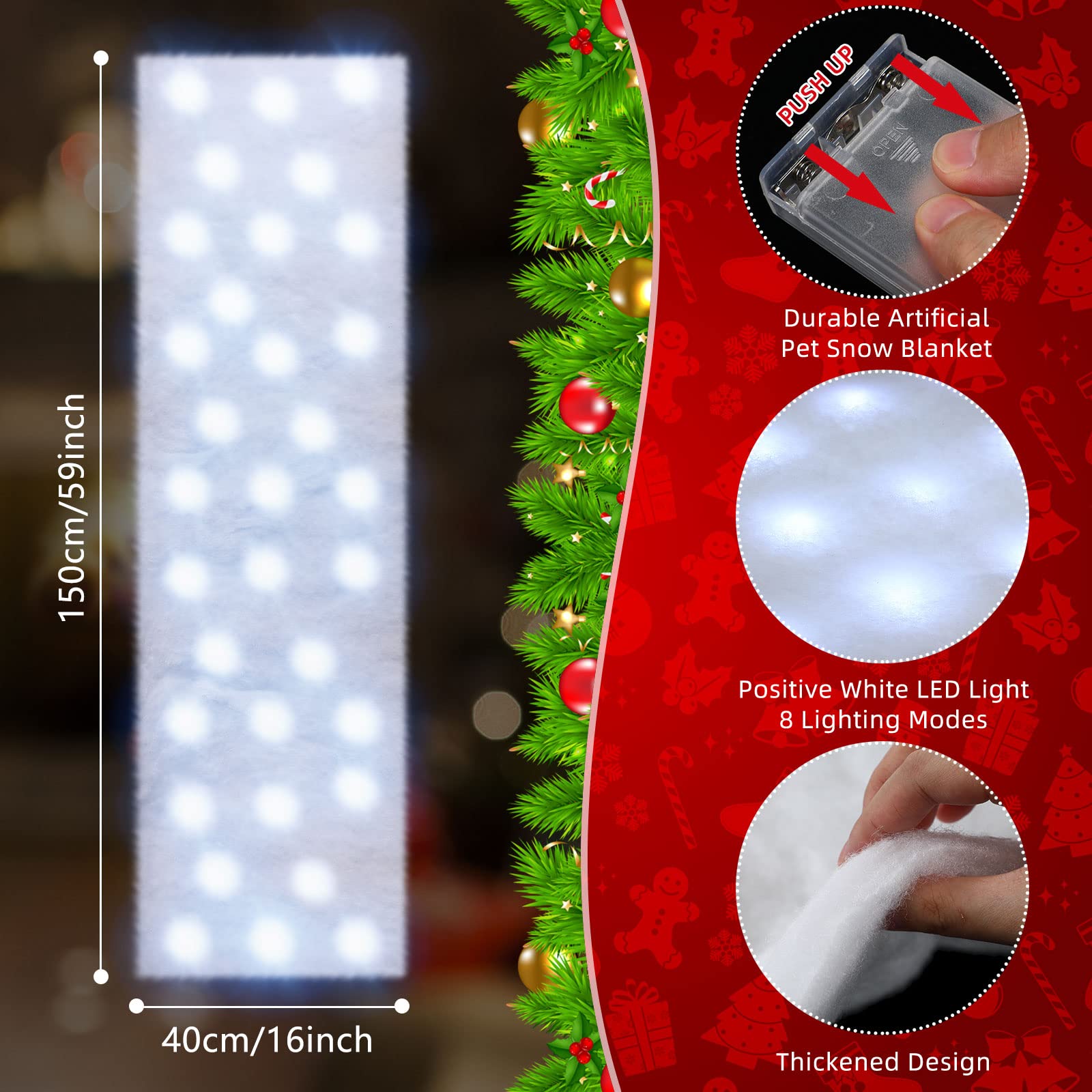 4 Pack LED Christmas Snow Blanket - 59