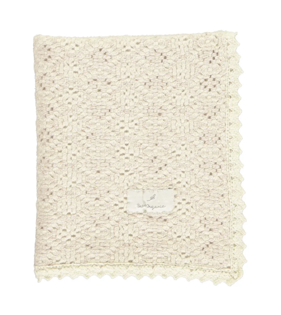 BEBE ORGANIC CROCHET BLANKET - Soft Handmade Baby Blanket for Boys & Girls - Hypoallergenic & Breathable - Perfect for Nursery, Stroller, Swaddling & Photo Props