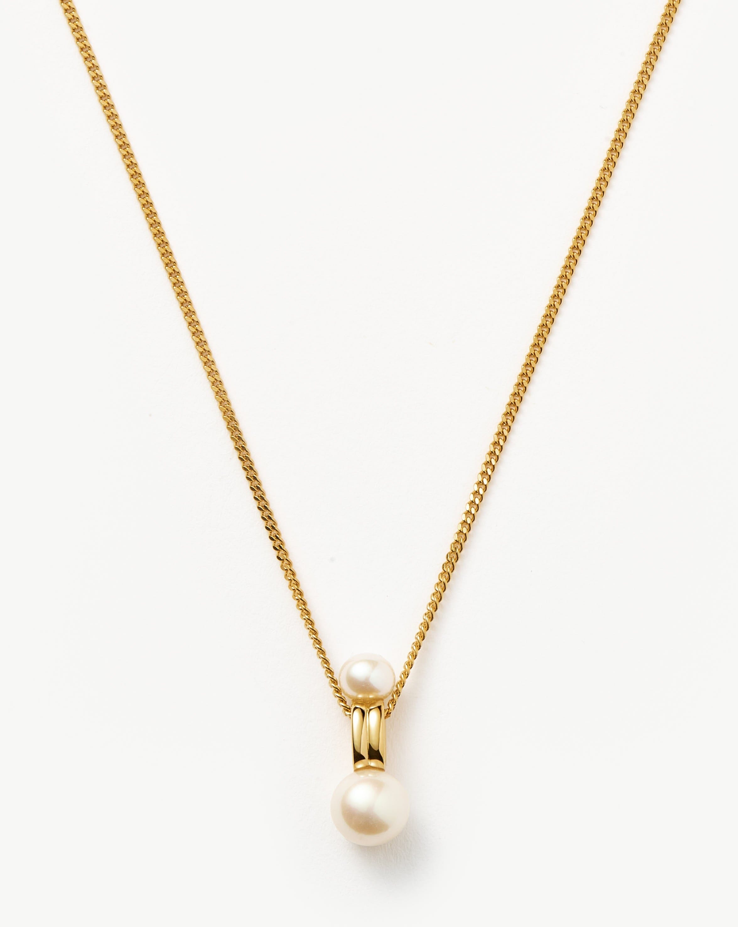Pearl Ridge Pendant Chain Necklace - 18k Gold Plated Vermeil with Genuine Pearl | Elegant Jewelry for Women, Perfect for Weddings, Parties & Special Occasions