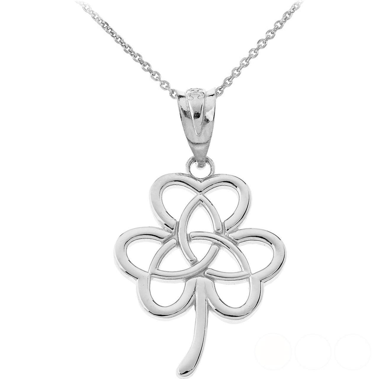 Sterling Silver Celtic Triquetra Trinity Knot Pendant Necklace with Shamrock Clover Charm - Elegant Irish Symbol Jewelry for Women, Gift for St. Patrick's Day, Celtic Heritage & Spiritual Protection