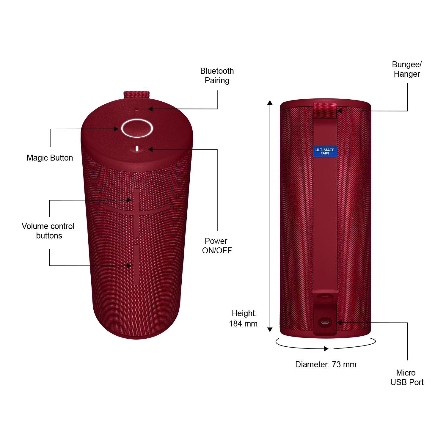 Ultimate Ears Boom 3 Wireless Bluetooth Speaker - Powerful Sound with Deep Bass, Waterproof, 15-Hour Battery, 150 ft Range, Sunset Red | Perfect for Outdoor Adventures, Pool Parties & Travel