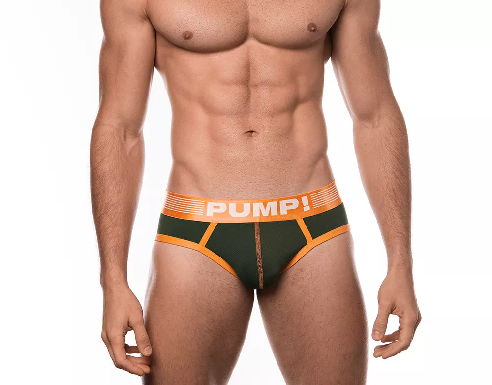 PUMP! Squad Men's Athletic Performance Briefs - Breathable Quick-Dry Underwear for Sports & Workouts - Green (Perfect for Gym, Running & Active Lifestyle)