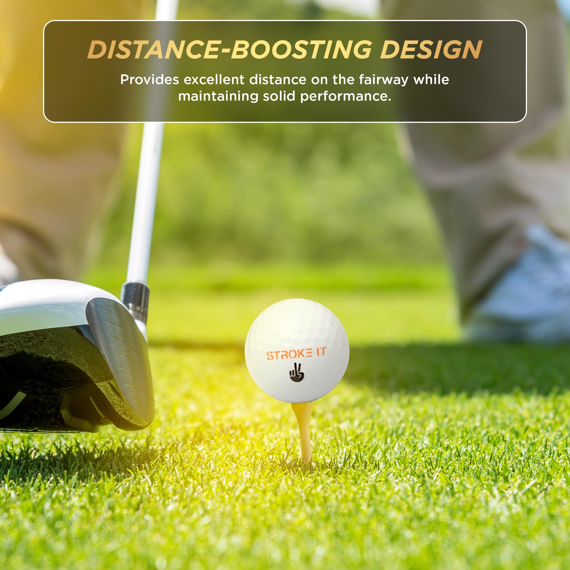Stroke It Golf Balls - 12-Pack for Men with Dimpled Pattern & Less Spin - Perfect for Long Straight Drives on the Course