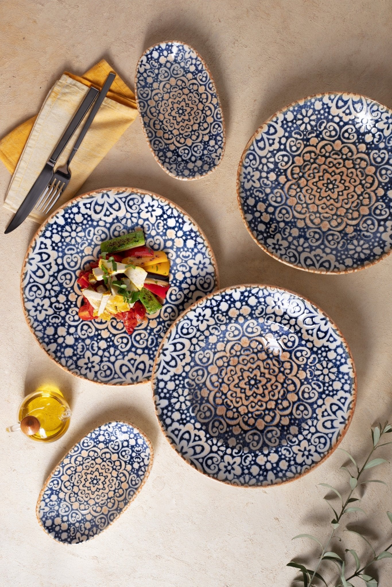 Alhambra 33 cm Oval Dinner Plate - Elegant Ceramic Plates for Fine Dining, Parties & Home Decor