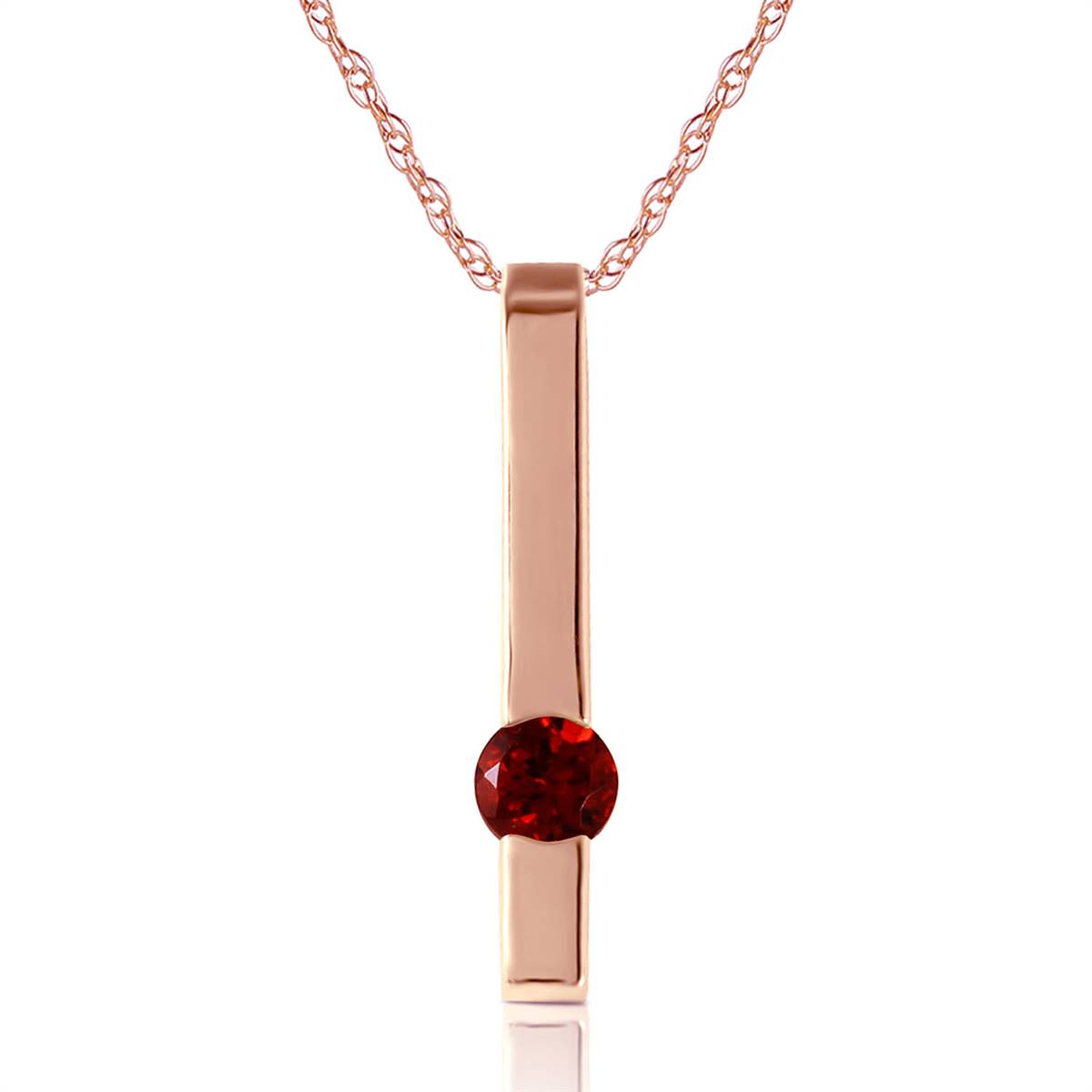 0.25 Carat 14K Solid Rose Gold Bar Garnet Necklace for Women - Elegant Dainty Minimalist Jewelry Gift for Valentine's Day, Anniversary & Special Occasions