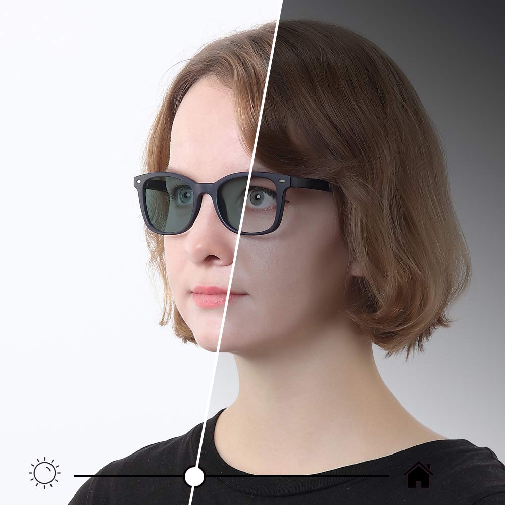 YEIN Blue Light Blocking Glasses with Photochromic Gray Lenses - Anti-Eyestrain Computer & Reading Glasses for Women & Men - Perfect for Office Work, Gaming, and Screen Time Protection