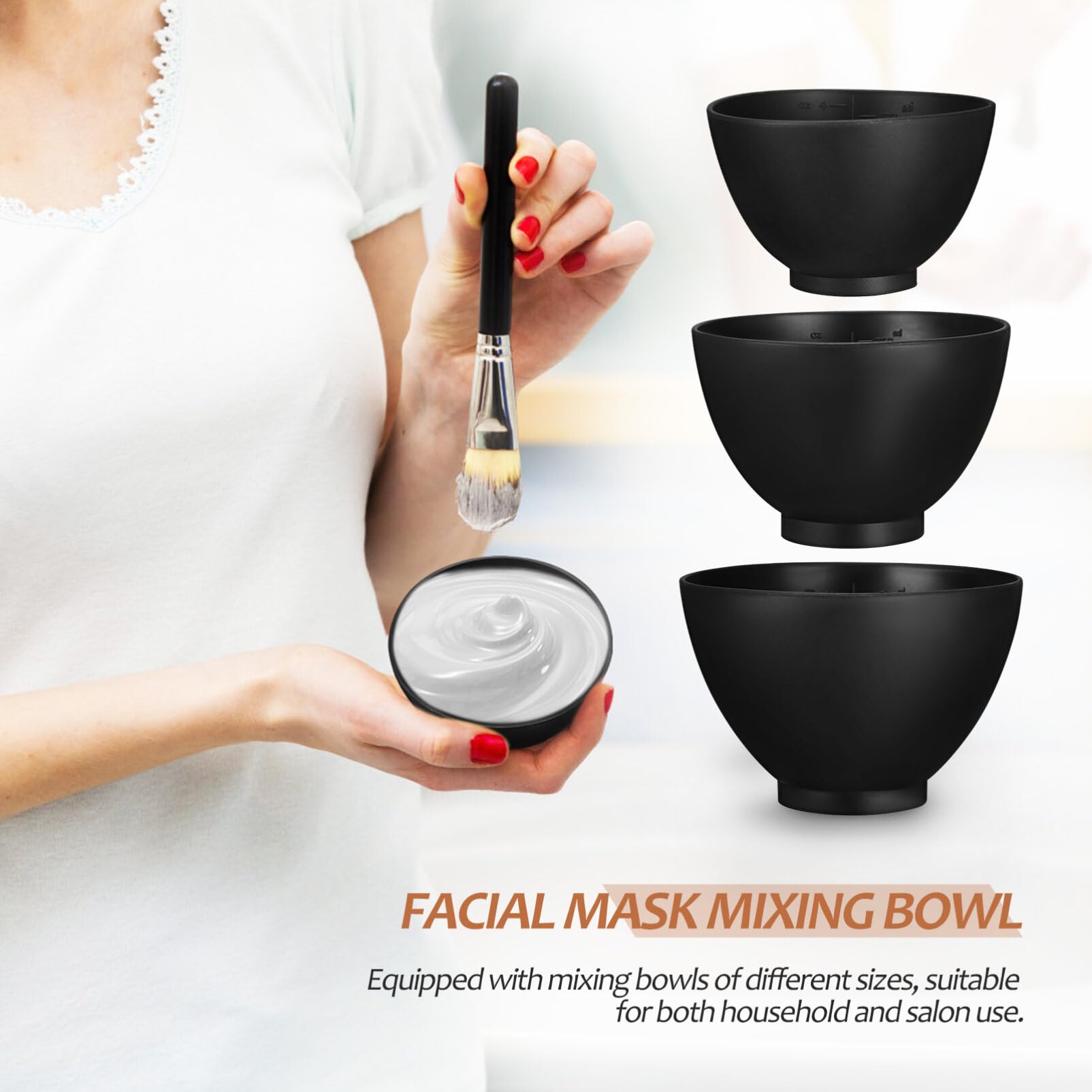 3pcs Silicone Mask Mixing Bowls for DIY Facial & Spa - Beauty Accessories, Salon Tools, Mask Making Containers - Perfect for Home Spa, Professional Salons & DIY Skincare Routines