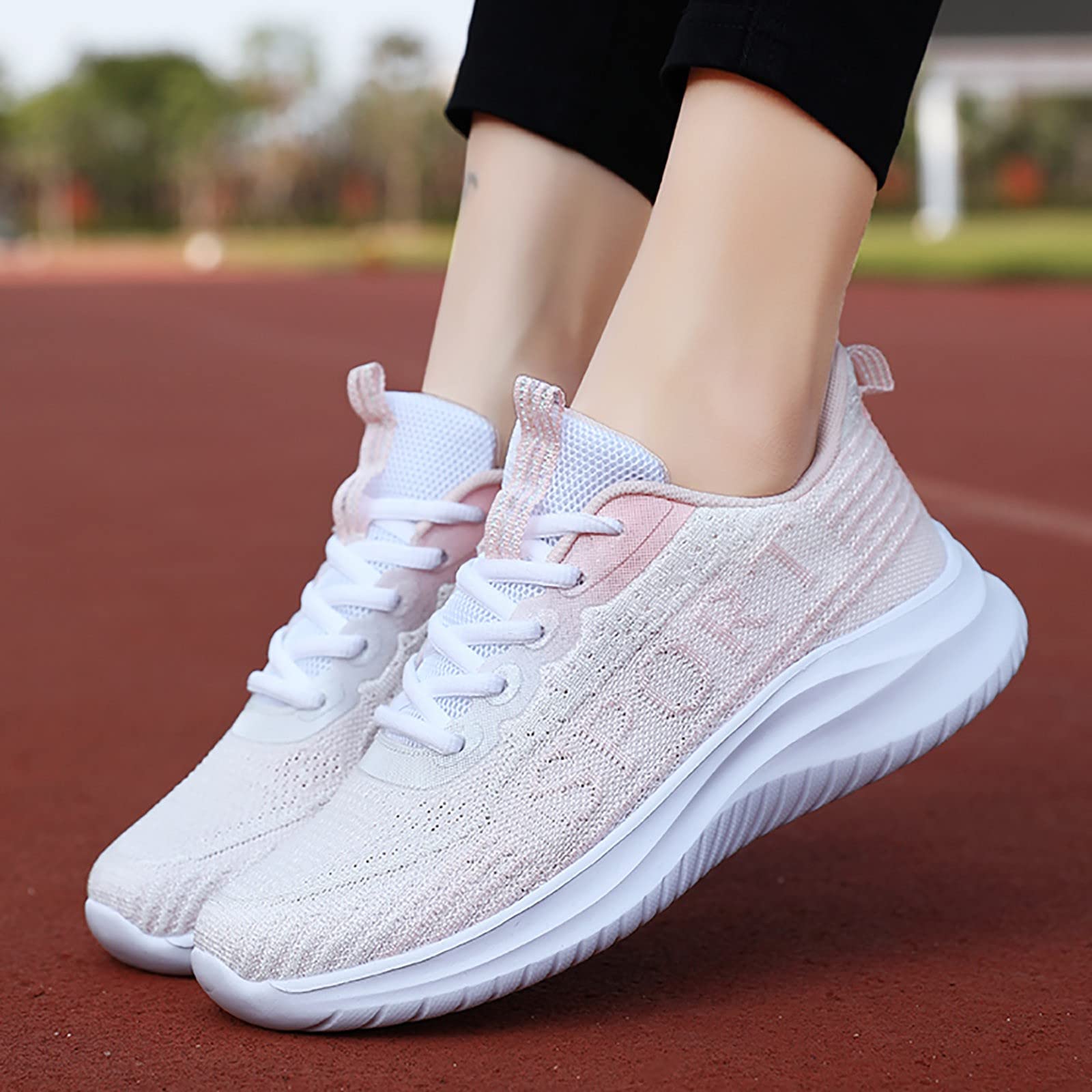 Women's Breathable Mesh Sneakers - Lightweight Casual Walking Shoes for Outdoor, Gym & Travel - Water-Resistant Comfort Socks (Pink, Size 6.5) | Perfect for Running, Hiking & Daily Wear