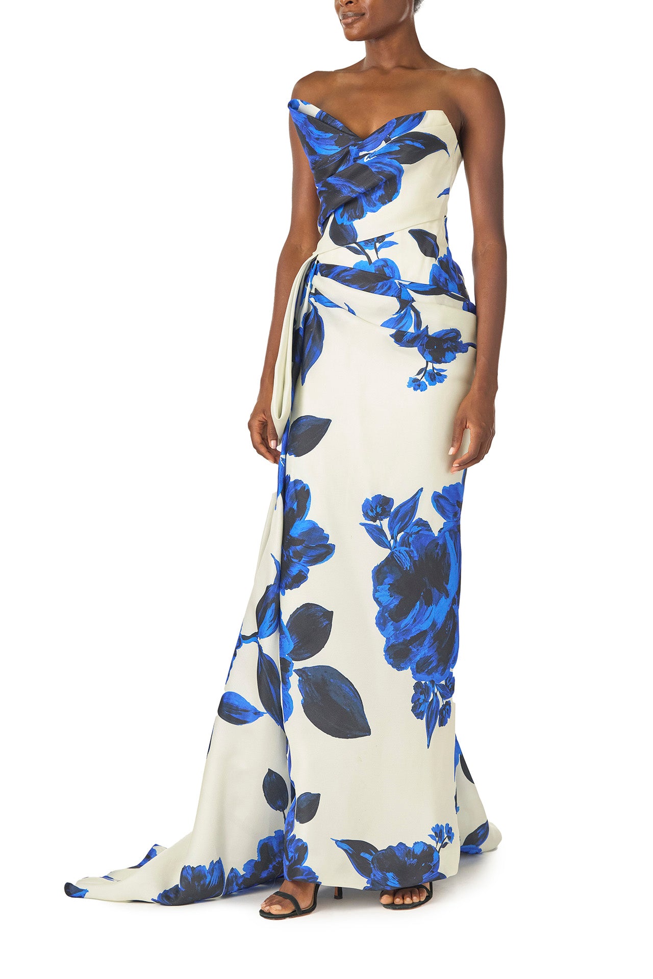 Elegant Asymmetric Draped Column Gown for Women - Formal Evening Dress for Weddings, Galas & Red Carpet Events