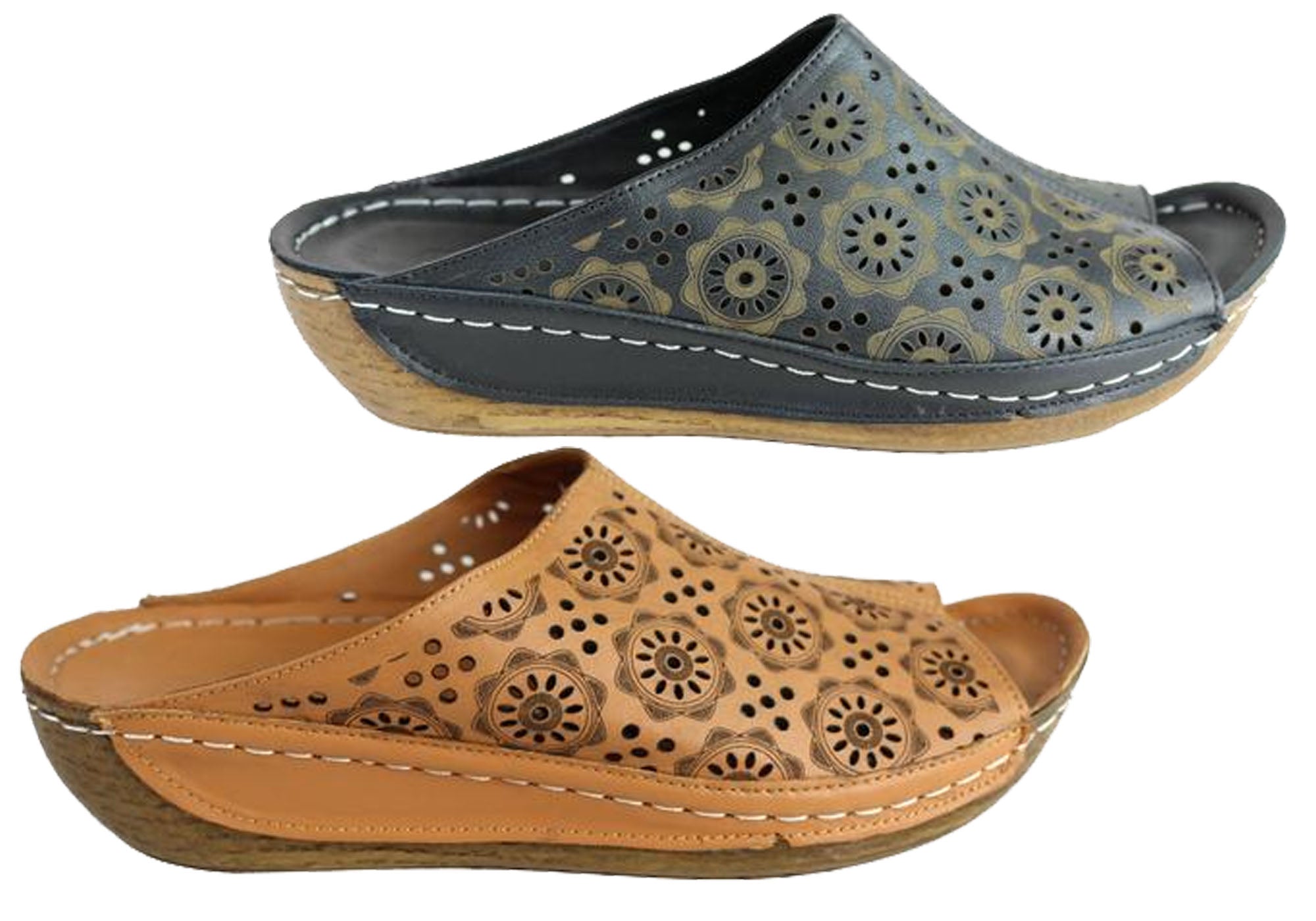 Orizonte Lisa Women's European Leather Comfort Low Wedge Slide Sandals - Stylish & Comfortable Summer Shoes for Beach, Vacation & Casual Wear