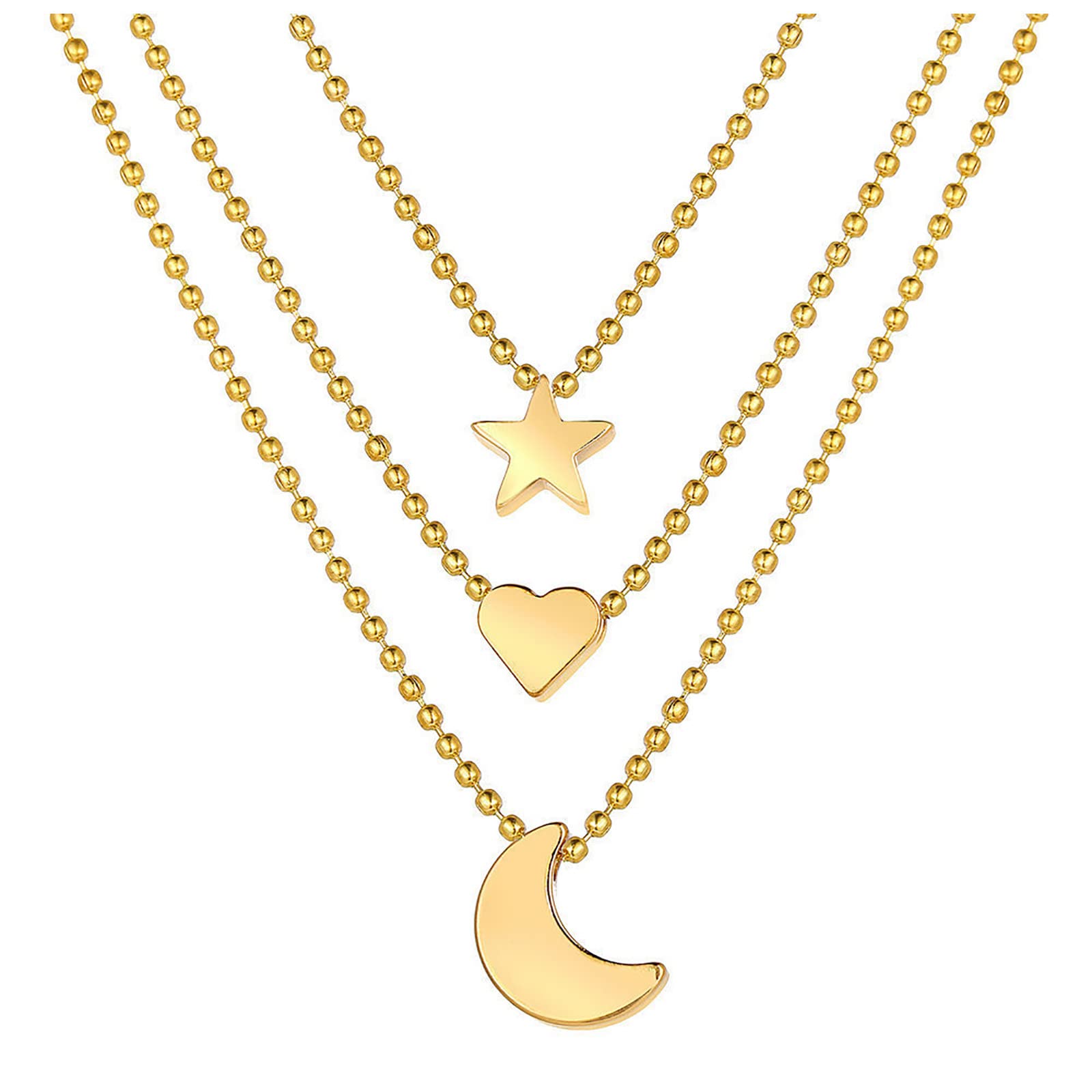 Layered Gold Necklace for Women - Star Moon Heart Pendant Collarbone Chain Jewelry | Elegant Gift for Her, Birthday, Anniversary & Everyday Wear (Gold, One Size)