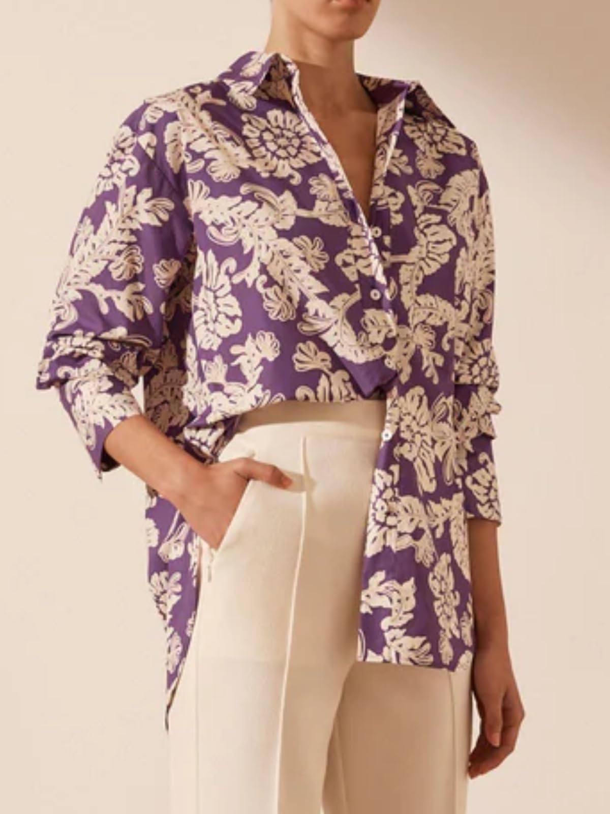 Leriya Women's Fashion Shirt - Stylish Long Sleeve Oversized Blouse Tops for Casual & Office Wear | Trendy Loose Fit Shirt for Everyday Outfits & Layering