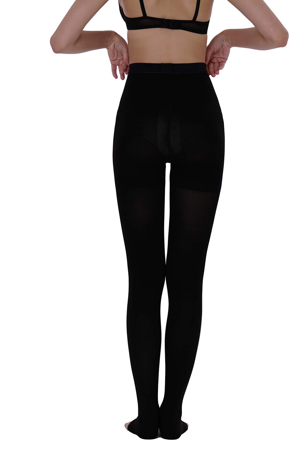 AMZAM® 20-30 mmHg Medical Compression Stockings for Women & Men - Waist High Opaque Toeless Pantyhose - Graduated Compression Tights for Edema, Varicose Veins, DVT - Black | Perfect for Travel, Pregnancy & Post-Surgery Recovery