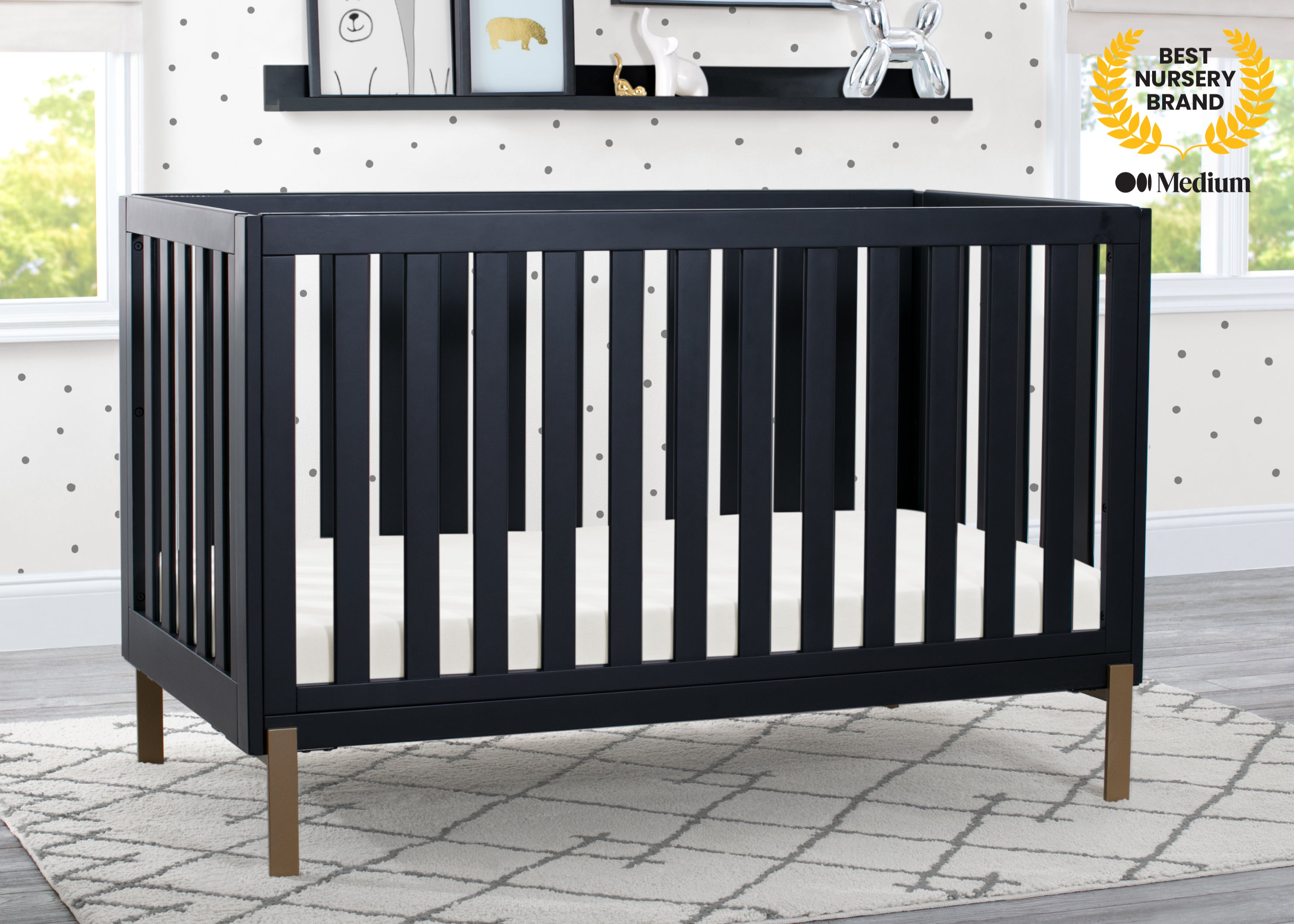 Hendrix 4-in-1 Convertible Baby Crib - Toddler Bed, Daybed & Full-Size Bed - Safe Nursery Furniture for Boys & Girls - Perfect for Newborn to Teen Years