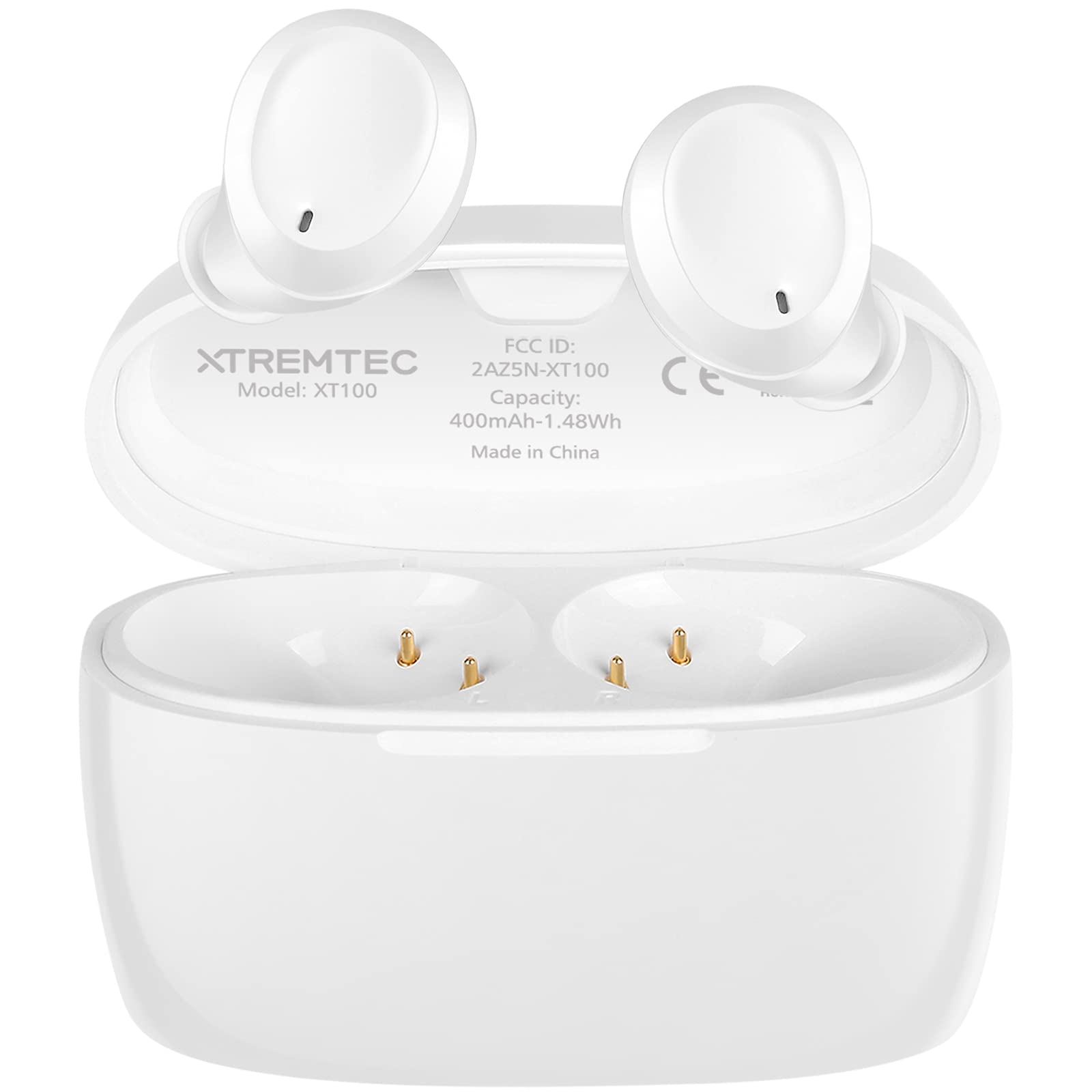 Xtremtec True Wireless Earbuds with Active Noise Cancelling, Bluetooth 5.0 Headphones for iPhone & Android, IPX7 Waterproof in-Ear Earphones with Mic, Deep Bass Sound - Perfect for Gym, Running & Travel (White)