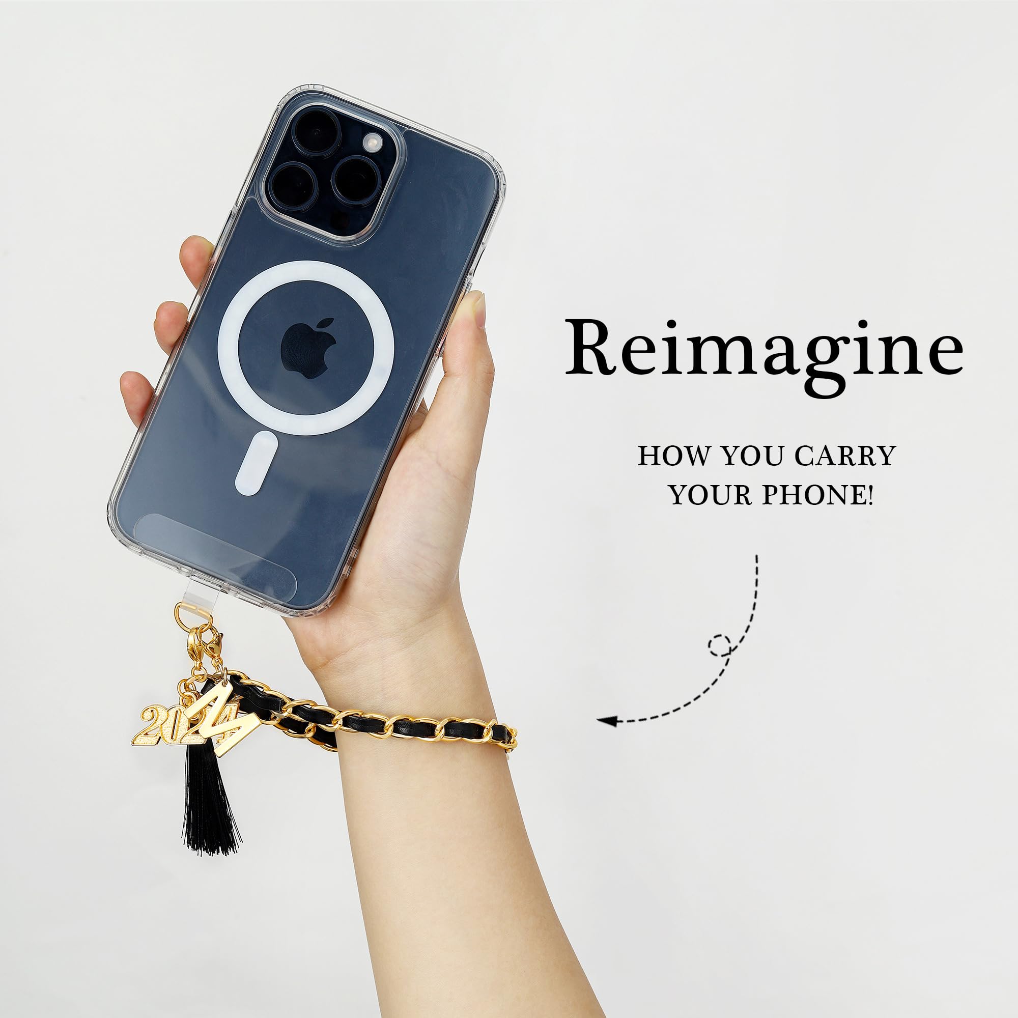 2024 Graduation Gifts for Women - Adjustable Phone Wrist Strap with Black Graduation Tassel | Perfect for Graduation Ceremony, Commencement Photos & Daily Phone Security
