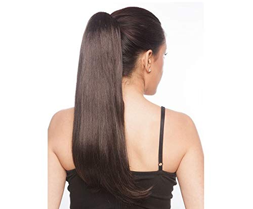 Wizme Straight Ponytail Hair Extension - 30g Dark Brown Clip-in Hairpiece for Women & Girls | Perfect for Parties, Weddings & Daily Styling