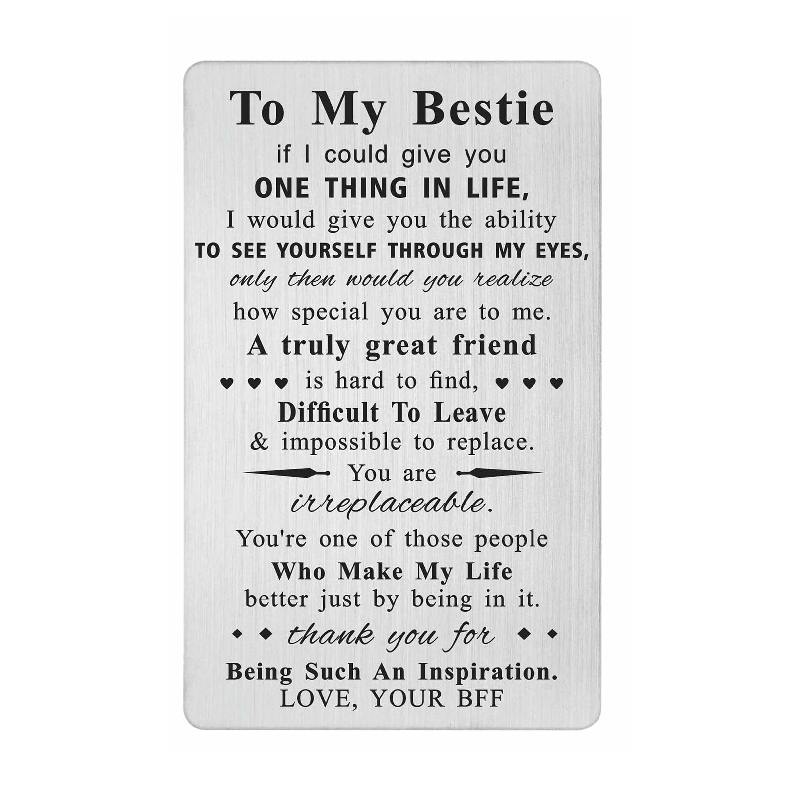 Best Friend Greeting Card - Birthday & Galentine's Day Gift for Women - Soul Sister Wallet Card - Thoughtful Friendship & Sibling Gift - Perfect for Besties, BFFs & Female Friends (Use for Birthdays, Anniversaries, Galentine's Day or Just Because)