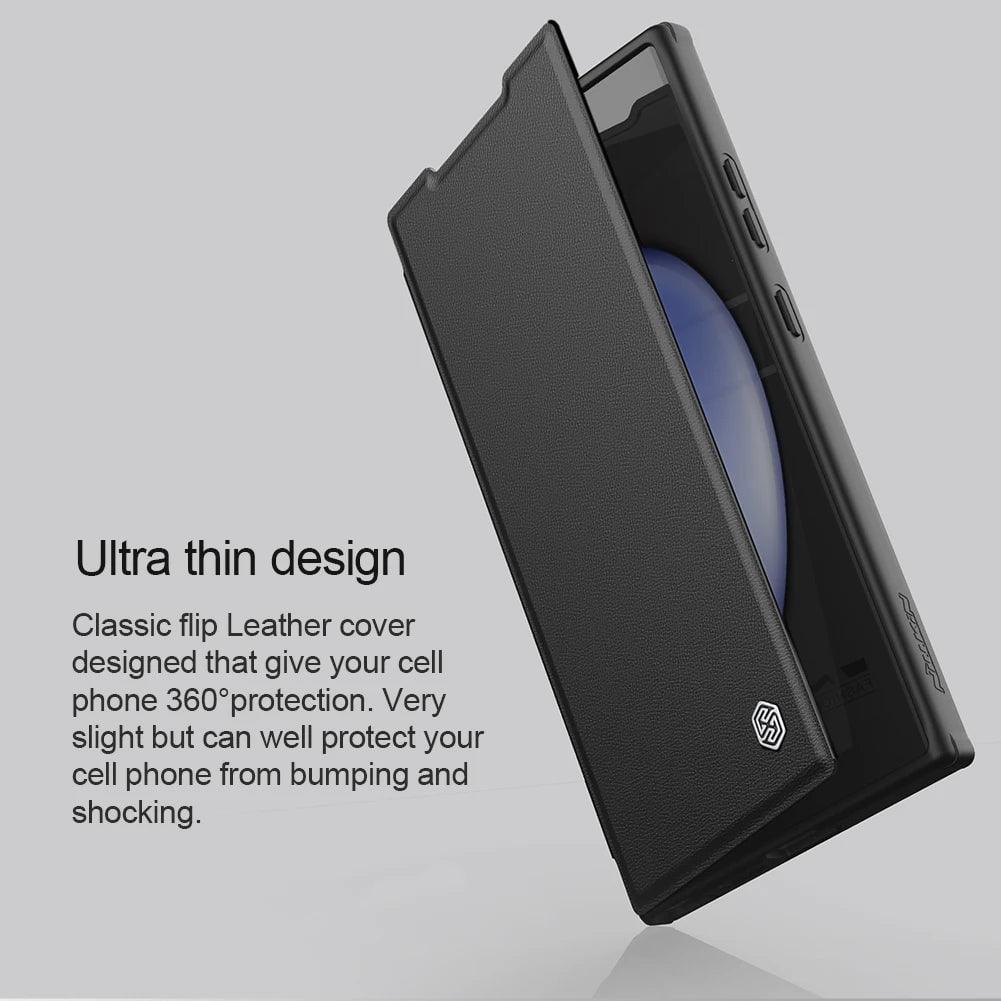 NILLKIN Galaxy S24 Plus Vegan Leather Flip Case with Card Slot - Slim Protective Phone Cover for Samsung S24 Plus | Perfect for Work, Travel & Everyday Use