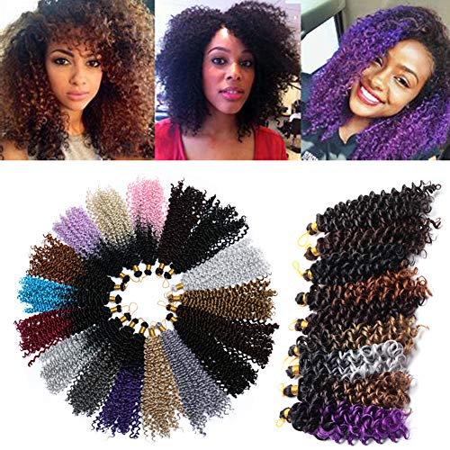 Jerry Curl Crochet Hair Bundle - Jamaican Bounce Crochet Braiding Hair 8inch (3 Packs) - Water Wave Kinky Curly Twist Bohemian Curl for Black Women - Natural Brownish Black - Perfect for Protective Styles, Twist Outs & Bohemian Looks