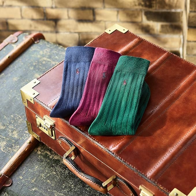 Polo Ralph Lauren Men's Supersoft Flat Crew Socks - 3 Pack of Comfortable Cotton Casual Socks for Everyday Wear, Work & Sports