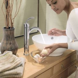 Moen S6500 Icon Collection Single-Handle Chrome Bathroom Vessel Sink Faucet - Modern Waterfall Spout Design for Vanity & Powder Room Installation