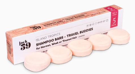 Jack59 Travel Size Shampoo Bar Refill 5 Pack - Natural, Eco-Friendly Solid Shampoo for Camping, Gym & Air Travel - Sulfate Free & Plastic Free Hair Care