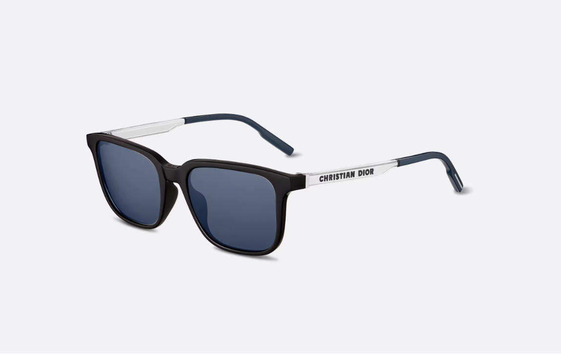 Christian Dior DIOR TAG SU 10B0 Black & Blue Square Sunglasses for Men - Luxury Designer Shades for Driving, Beach & Outdoor Fashion