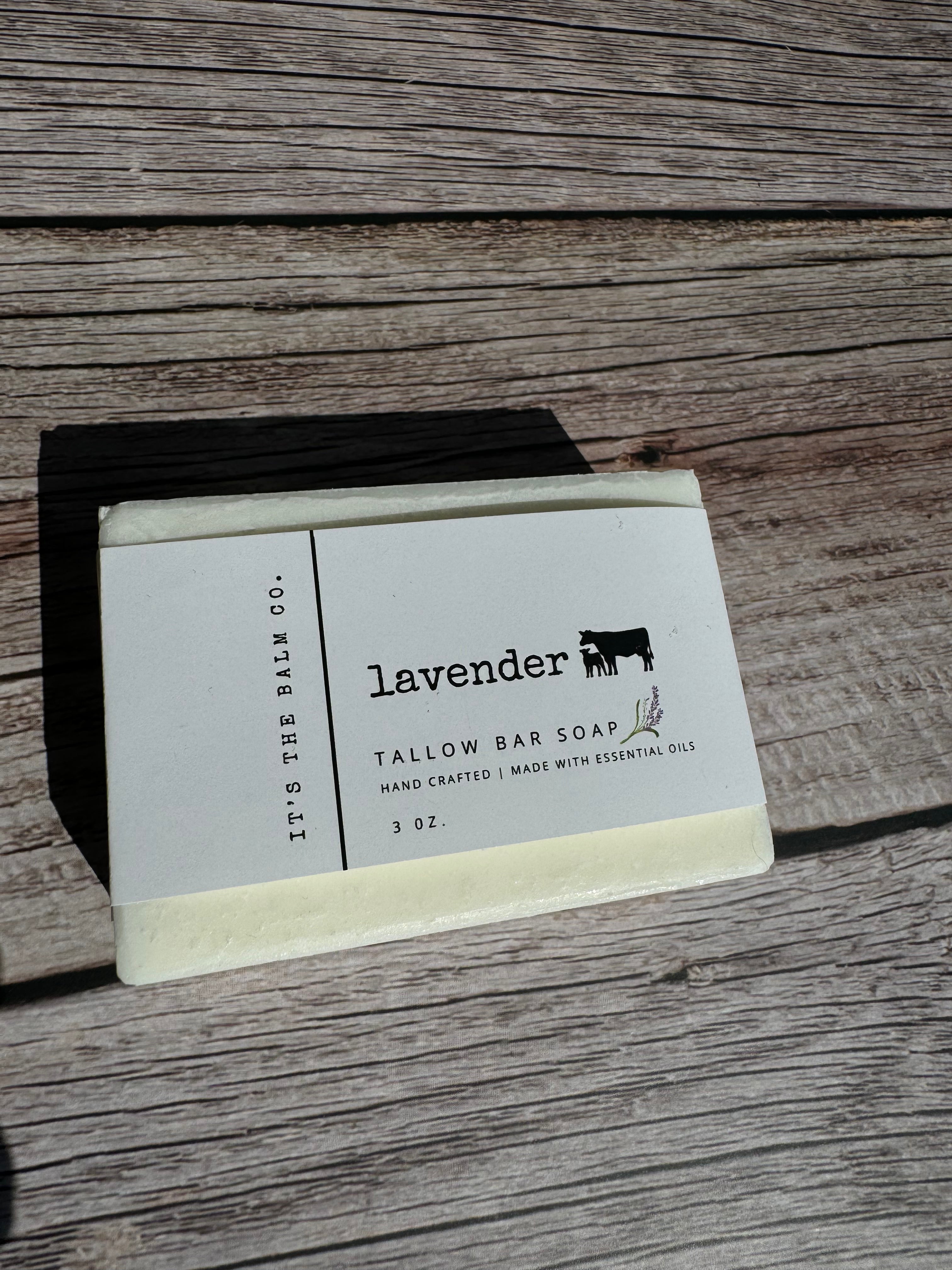 Organic Tallow Soap with Lavender Essential Oil - Handmade, All-Natural, Moisturizing Bar Soap for Dry & Sensitive Skin - Perfect for Relaxing Baths & Aromatherapy
