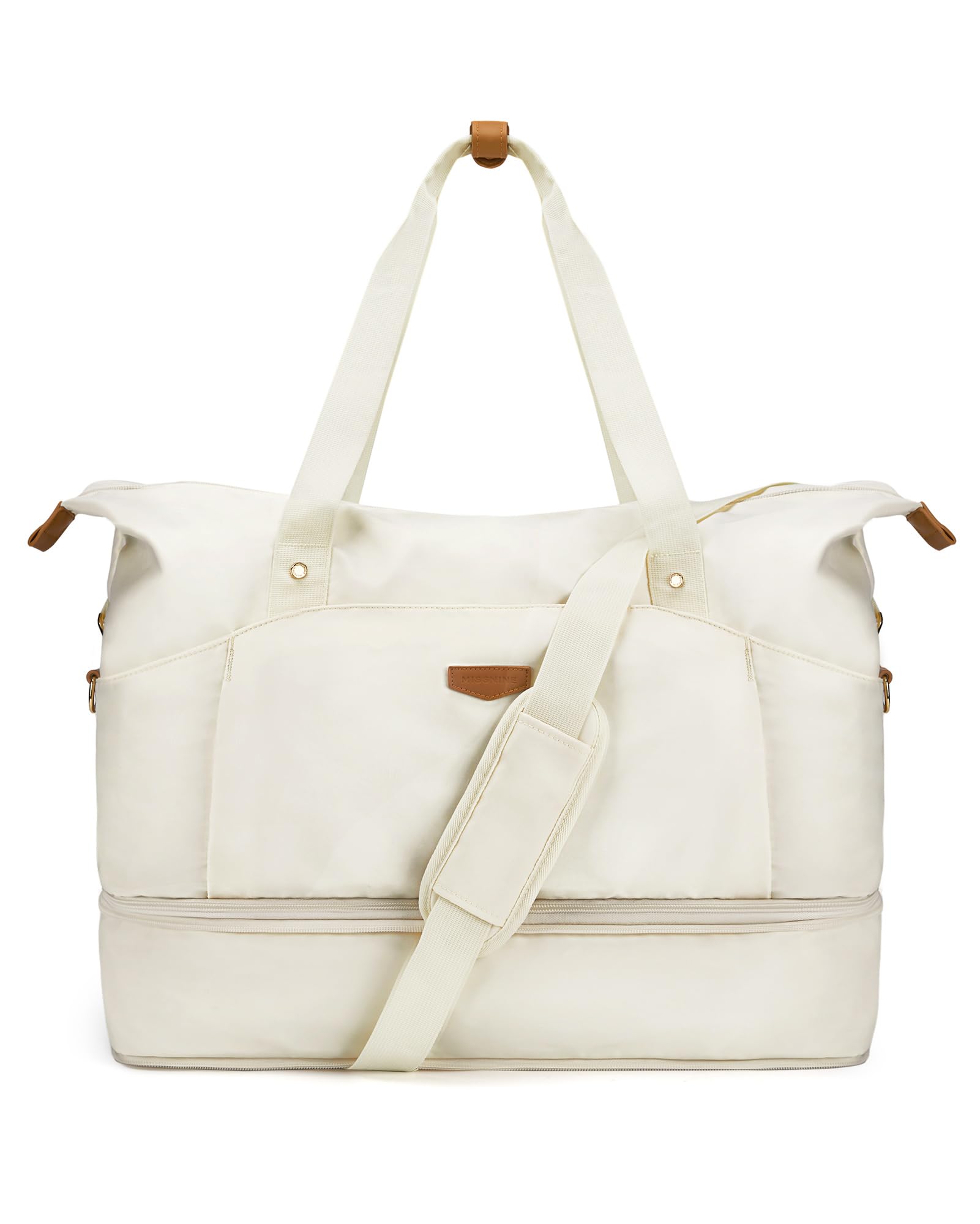 Missnine Women's Expandable Weekender Travel Bag - 50L Carry-On Duffel with Shoe Compartment for Overnight Trips, Gym & Weekend Getaways | Perfect for Air Travel, Workouts & Vacation Essentials