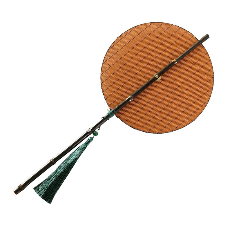 Hand-Woven Bamboo Folding Fan for Women - Traditional Chinese Palace Style Summer Cooling Fan - 8.3 Inch Portable Yellow Bamboo Fan for Outdoor, Travel & Home Decor