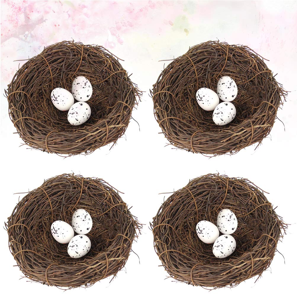 24pcs Artificial Easter Bird Nests with Eggs - Realistic Simulation Bird Nest Decorations for Easter Home Decor, Spring Centerpiece, and Party Table Settings