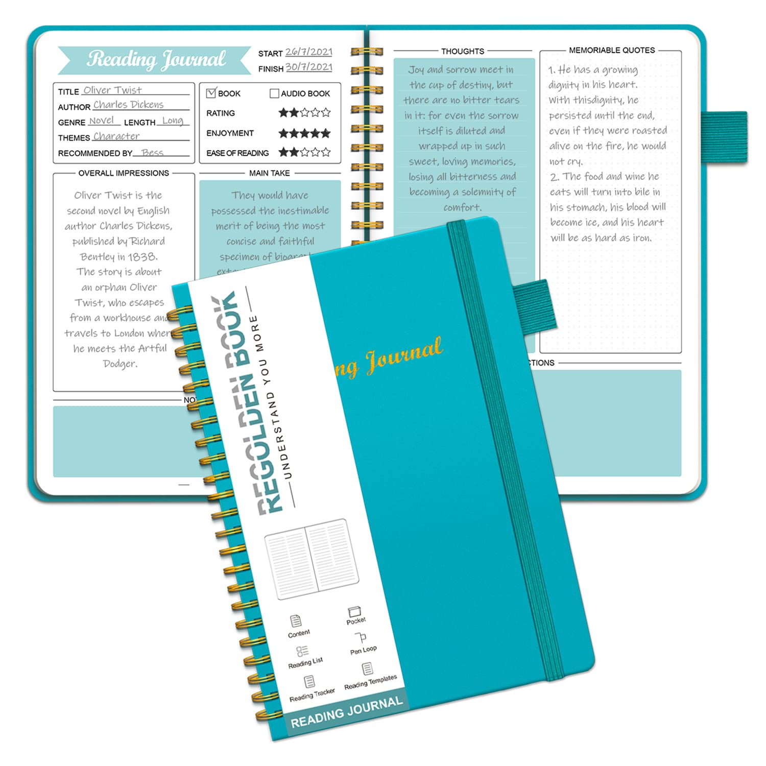 Reading Journal for Book Lovers - 80 Book Reading Log & Planner to Track & Review Books (8.5