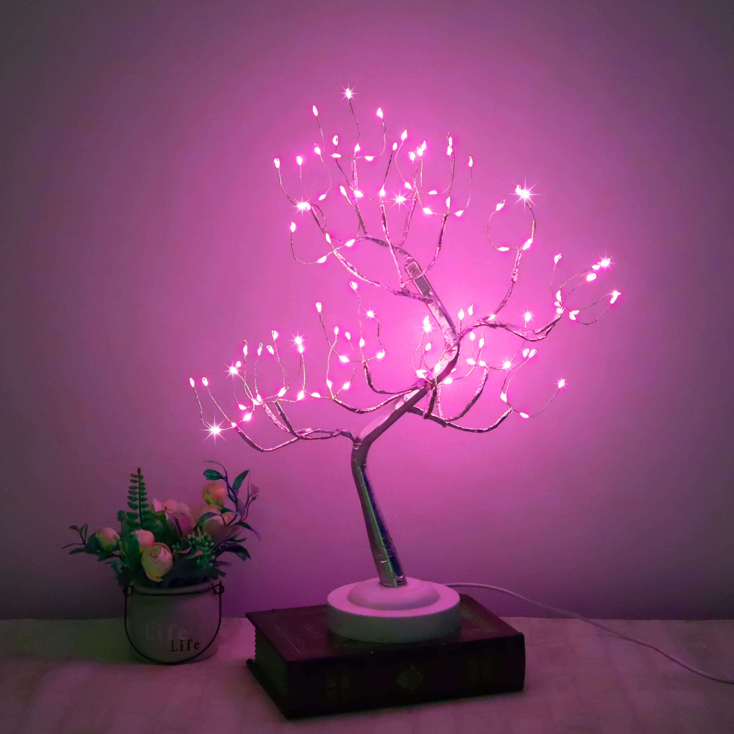 108 LED Pink Fairy Tree Lamp - USB/Battery Powered with Timer, 20 Inch Romantic Table Decor for Mother's Day, Bedroom, Wedding & Party Decoration