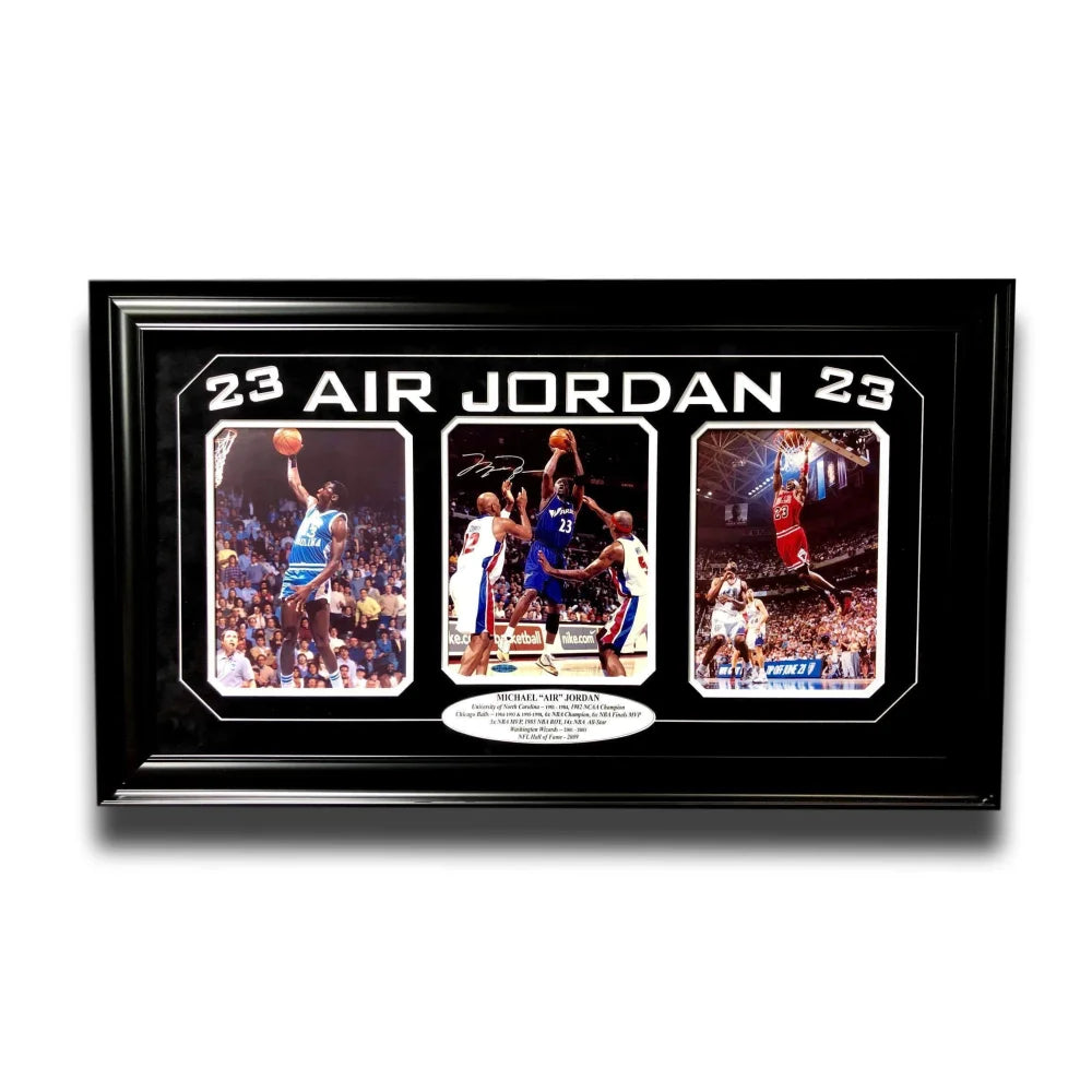 Michael Jordan Autographed 8x10 Photo Framed Collage - UDA Certified Bulls & Wizards Memorabilia - Perfect for Sports Collectors & Man Cave Decor