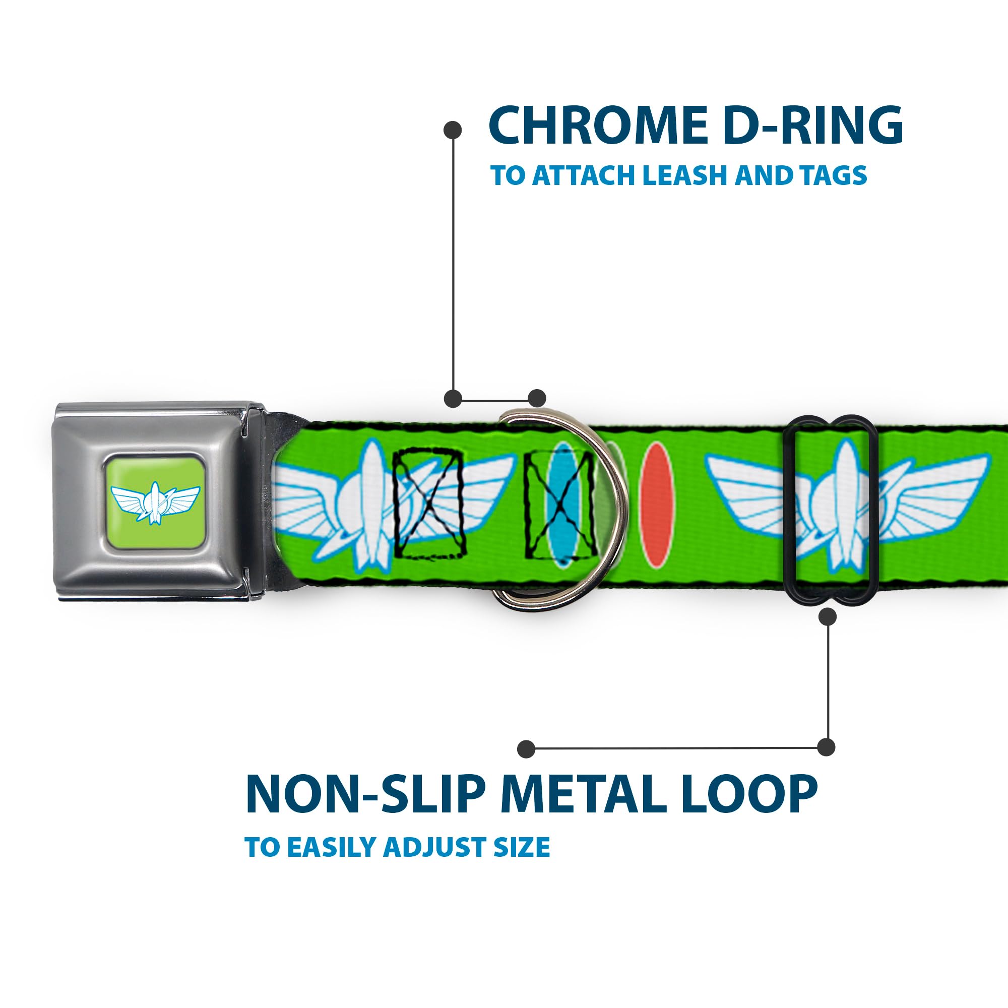 Buckle-Down Dog Collar with Toy Story Buzz Lightyear Design - 1.5
