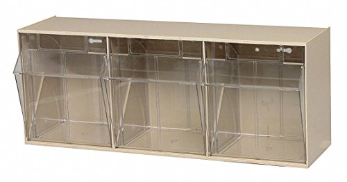 Quantum QTB303IV 3-Compartment Ivory Tip Out Bin - Organize Kitchen Utensils, Spices & Cooking Tools - Perfect for Countertop, Pantry & Restaurant Use