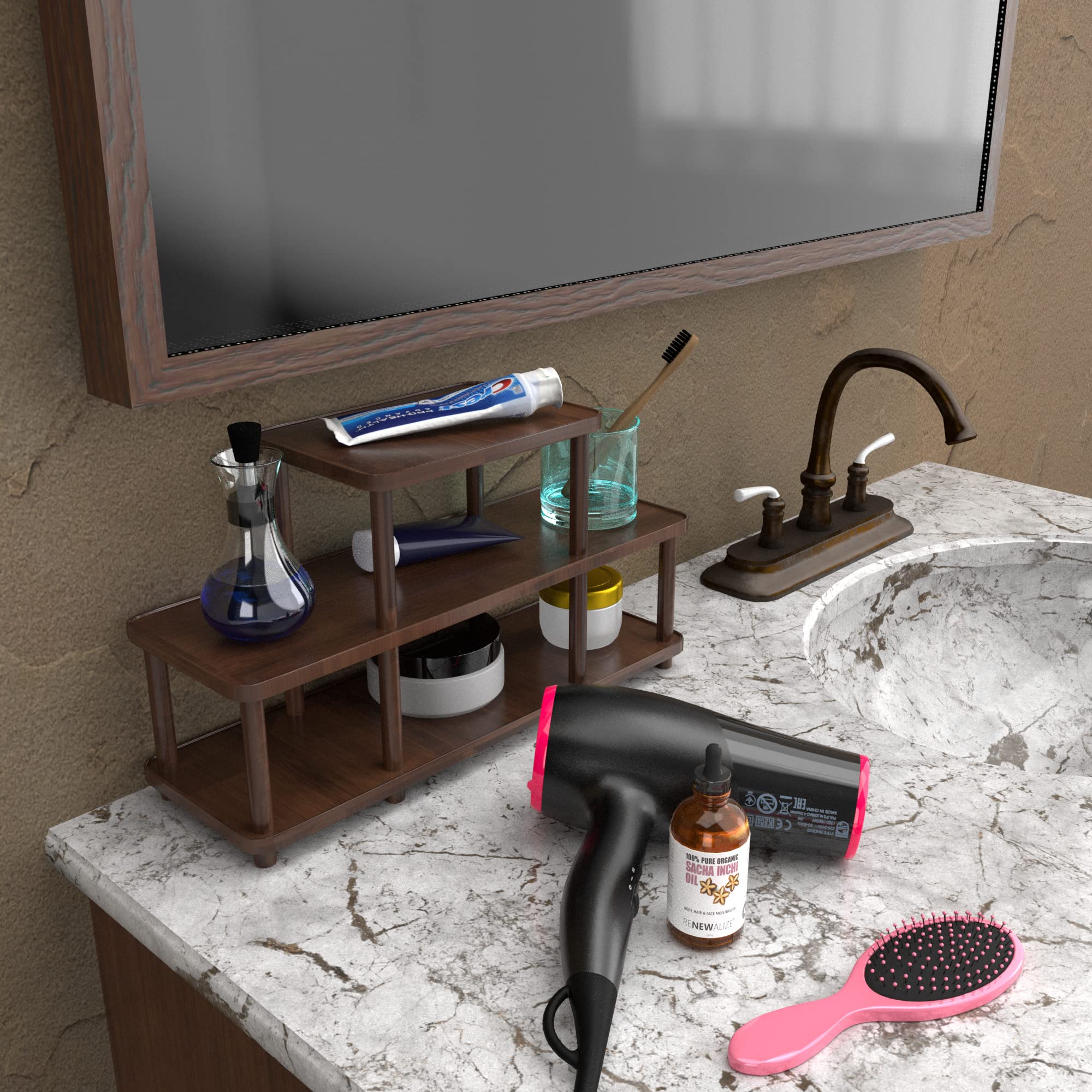 Glass Mouthwash Dispenser Bottle with Pour Spout - No Funnel Needed Bathroom Organizer for Mouth Rinse Liquid (Small) - Perfect for Countertop Storage & Travel Essentials