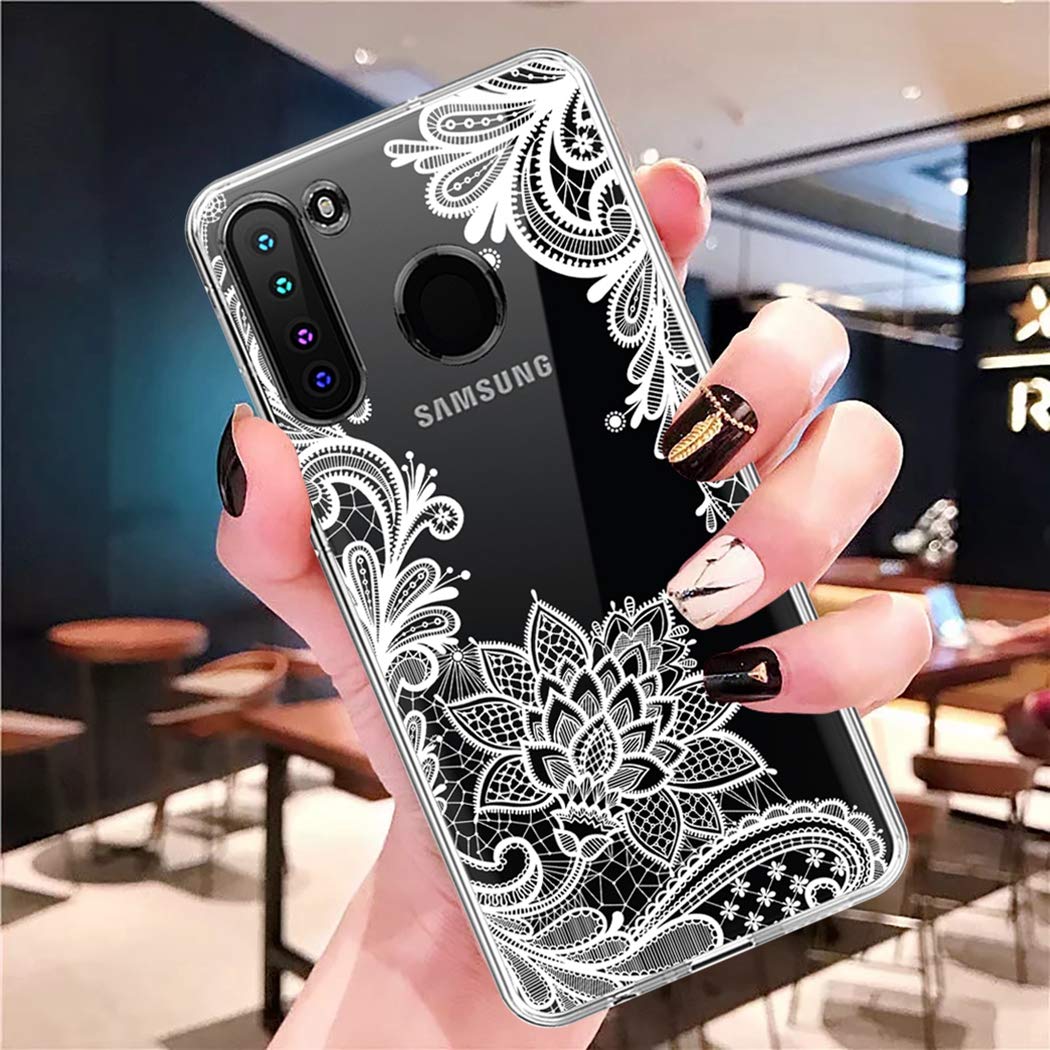 Samsung Galaxy A21 Phone Case - Slim Shockproof Clear Floral TPU Protective Cover for Women (Not Compatible with A21S) | Perfect for Everyday Use, Work & Travel Protection