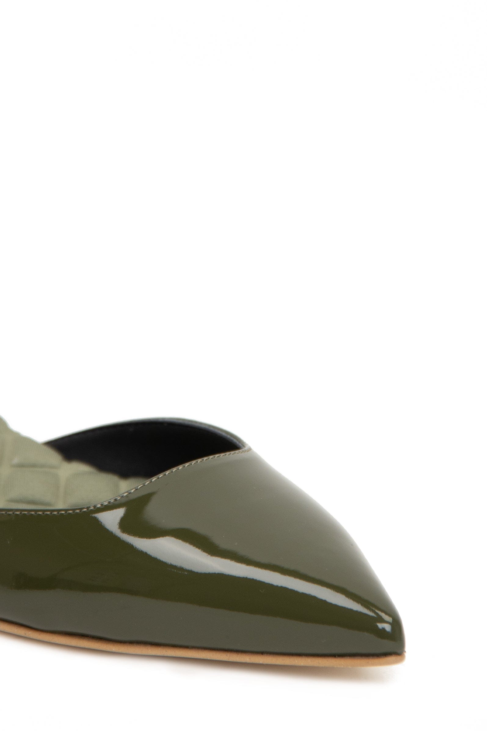 Jackie Vegan Leather Slingback Flats for Women - Comfortable Green Patent Leather Shoes | Perfect for Office, Wedding & Casual Outfits
