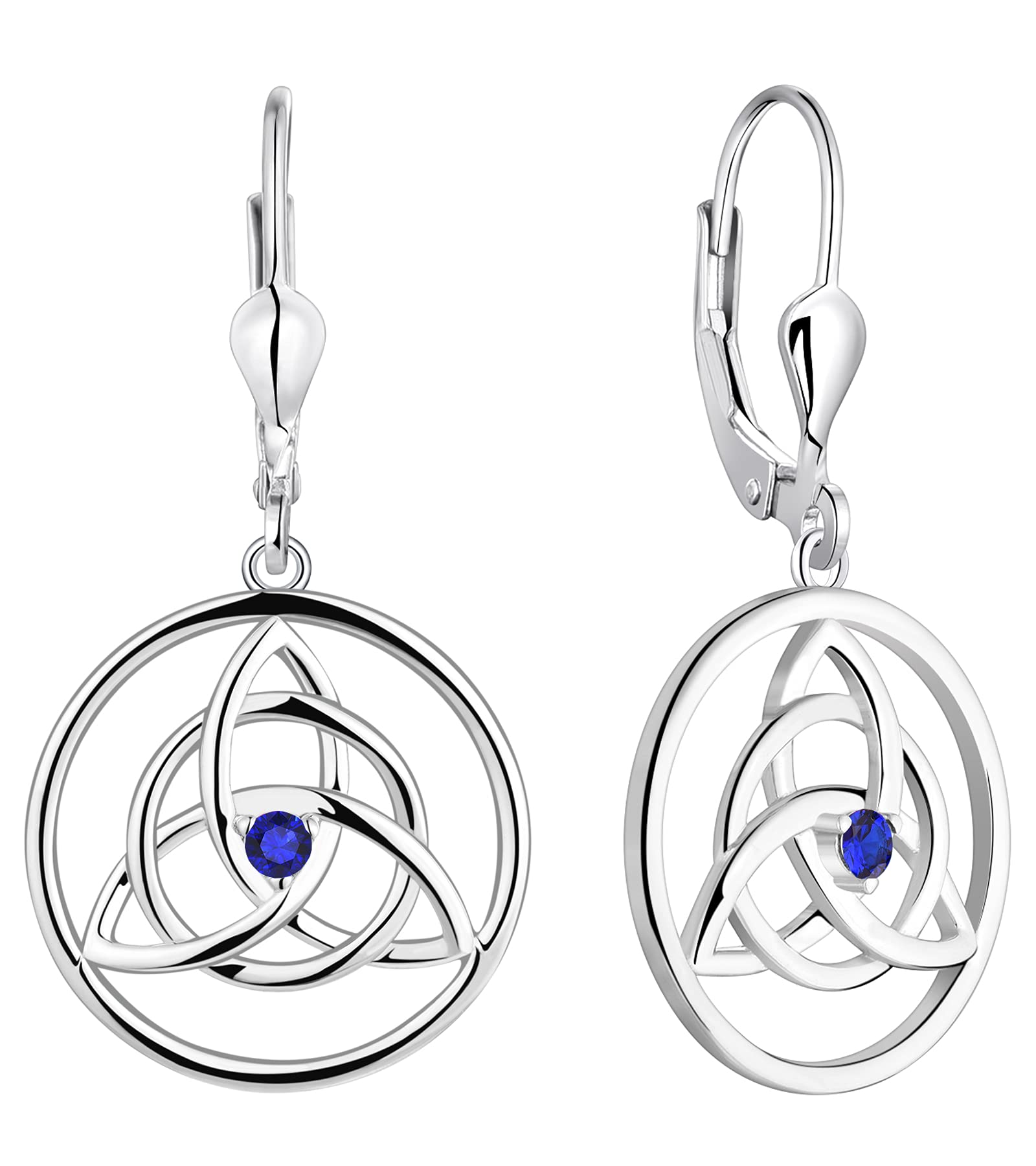 925 Sterling Silver Celtic Knot Earrings for Women - Trinity Leverback Birthstone Dangle Drop Jewelry | Perfect for Weddings, Parties & Everyday Wear
