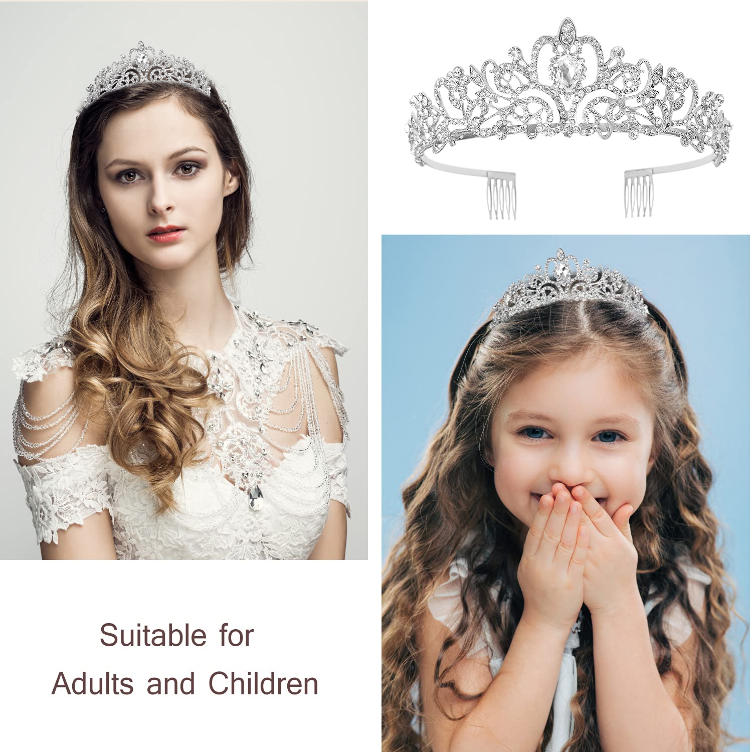 Sparkling AB Rhinestone Tiara for Women - Elegant Birthday Crown for Girls & Adults - Silver Queen Crown with Birthday Girl Sash - Perfect for Birthday Parties, Pageants, and Special Occasions