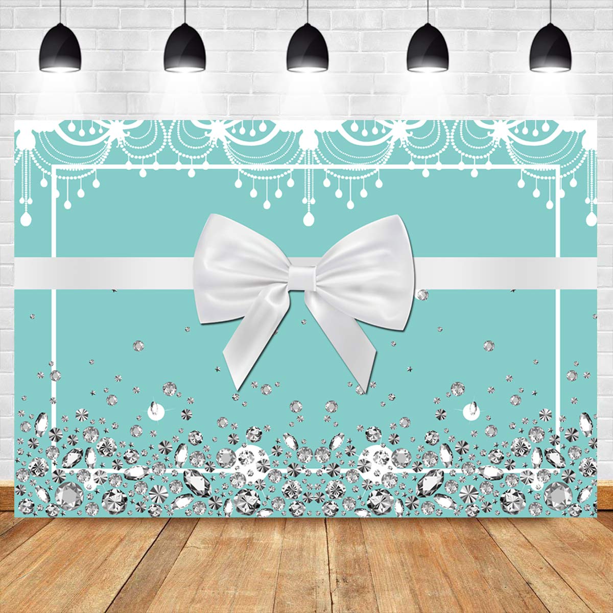 Sensfun 7x5ft Blue Bowknot Backdrop - Elegant Turquoise Ribbon Wedding Backdrop for Bridal Shower, Sweet 16 Birthday, Baby Shower & Party Photo Booth Background | Perfect for Indoor Events, Photography Studio & Social Media Content Creation