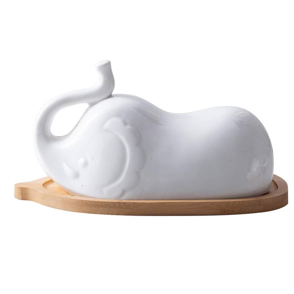 Hemoton 1 Set Ceramic Butter Dish with Lid - French Style Cake Plate, Appetizer Container, Bread & Cheese Serving Dish - Perfect for Kitchen, Dining Table & Party Decor (White)