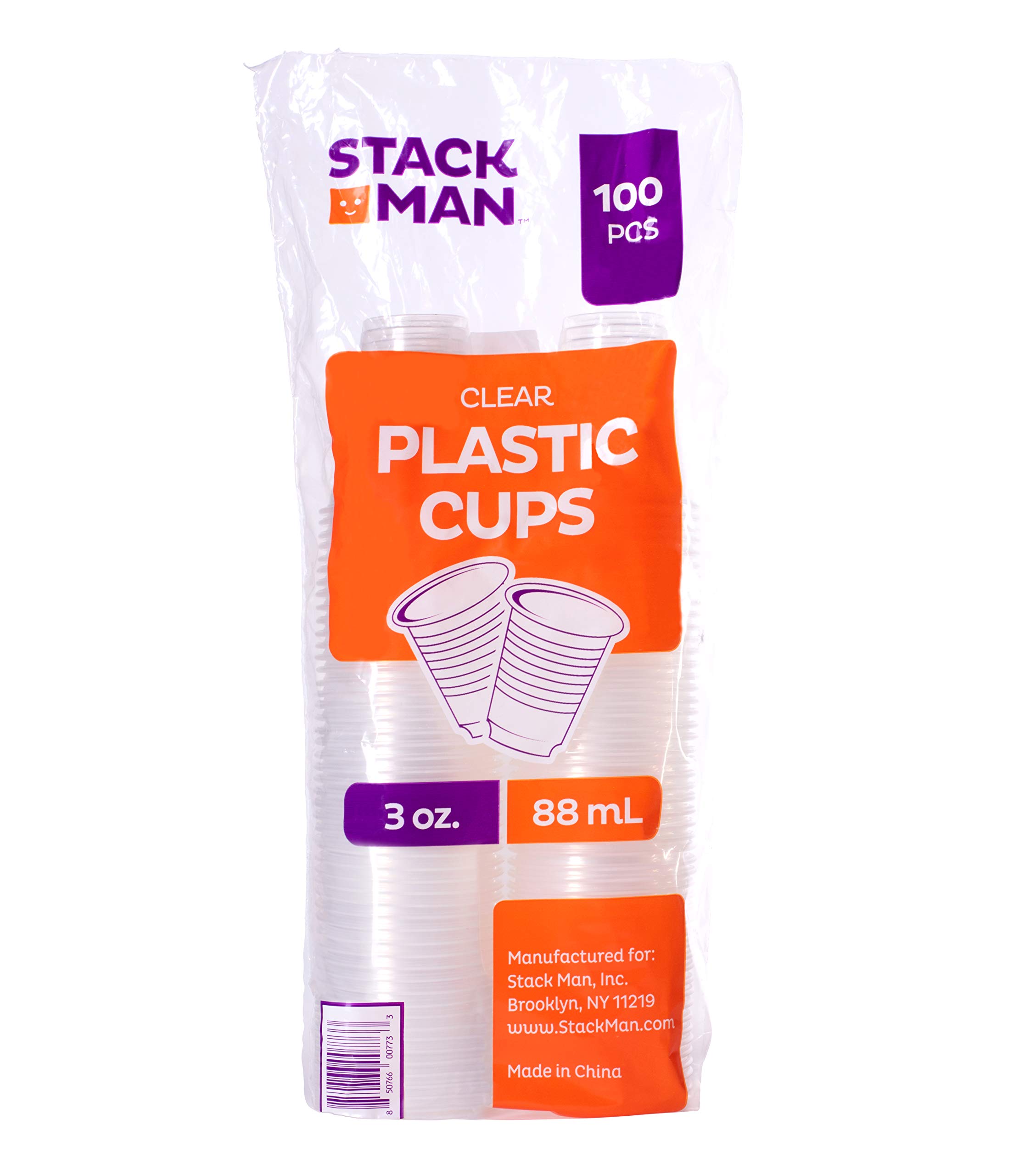 Stack Man Premium 3oz Clear Disposable Cups - Translucent Plastic Shot Glasses for Cocktails, Parties, and Events