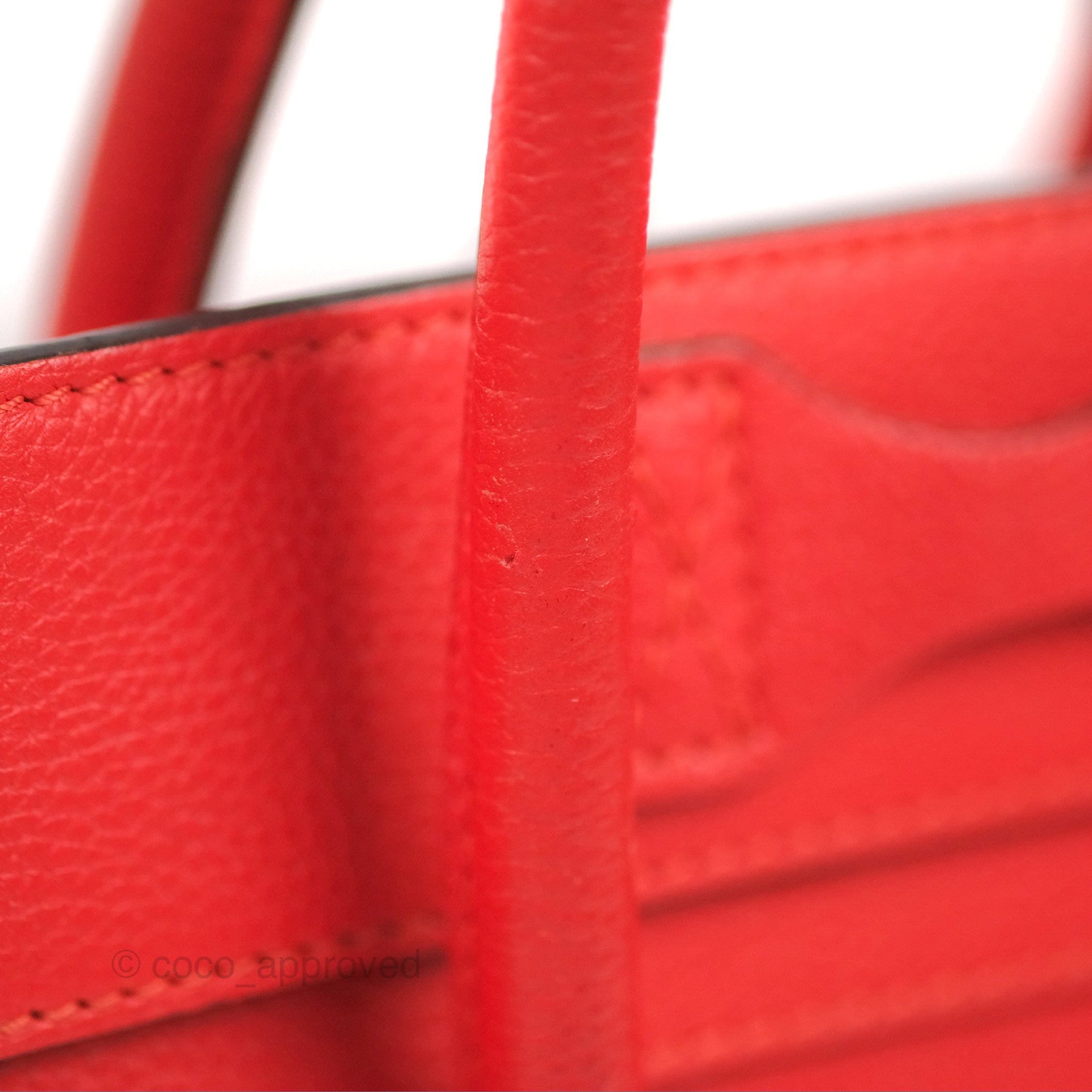 Celine Micro Luggage Handbag in Poppy Red Grained Calfskin Leather - Perfect for Work, Travel & Everyday Use
