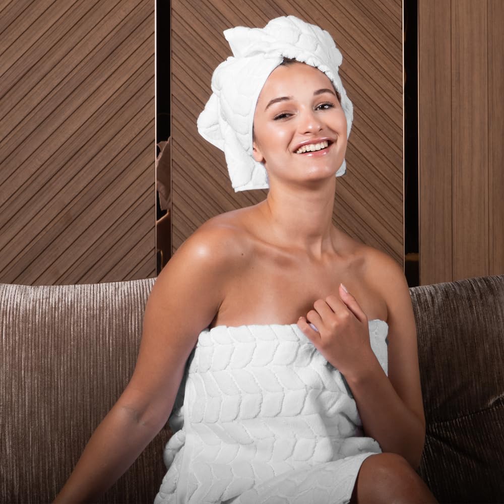 BAGNO MILANO Luxury Turkish Bath Towels Set - Soft Plush Jacquard, Quick Dry, Ultra Absorbent (Charcoal, 2-Piece) for Spa, Bathroom & Beach Use
