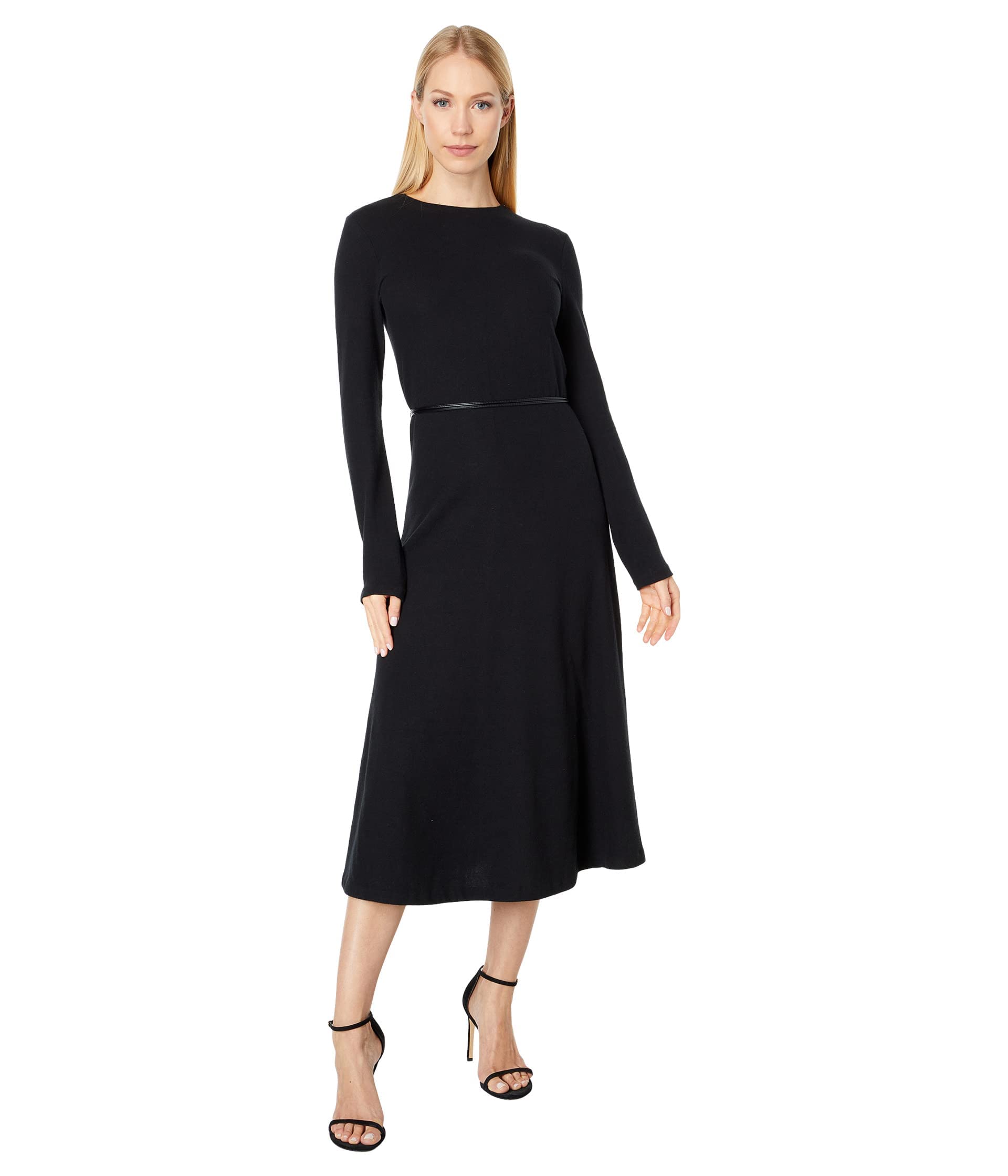 Vince Women's Long Sleeve Tie Waist Dress - Elegant Wrap Midi Dress for Work, Date Night & Special Occasions | Flattering A-Line Silhouette | Office to Evening Wear