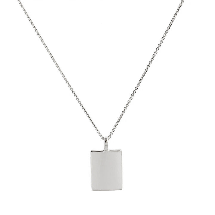 Personalized Engravable Rectangle Necklace for Women - Sterling Silver Pendant Jewelry Gift for Mom, Wife, Girlfriend - Perfect for Anniversaries, Birthdays & Special Occasions